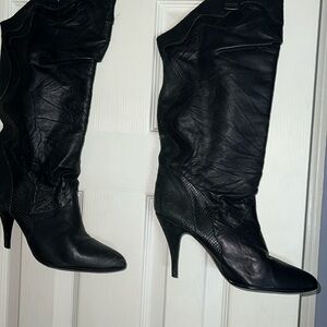 Black leather Size 10 women’s stiletto healed boots